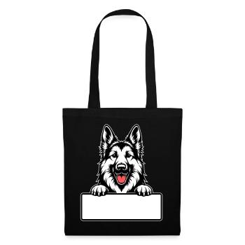 German Shepherd with Name Tag - Tote Bag - black - Front
