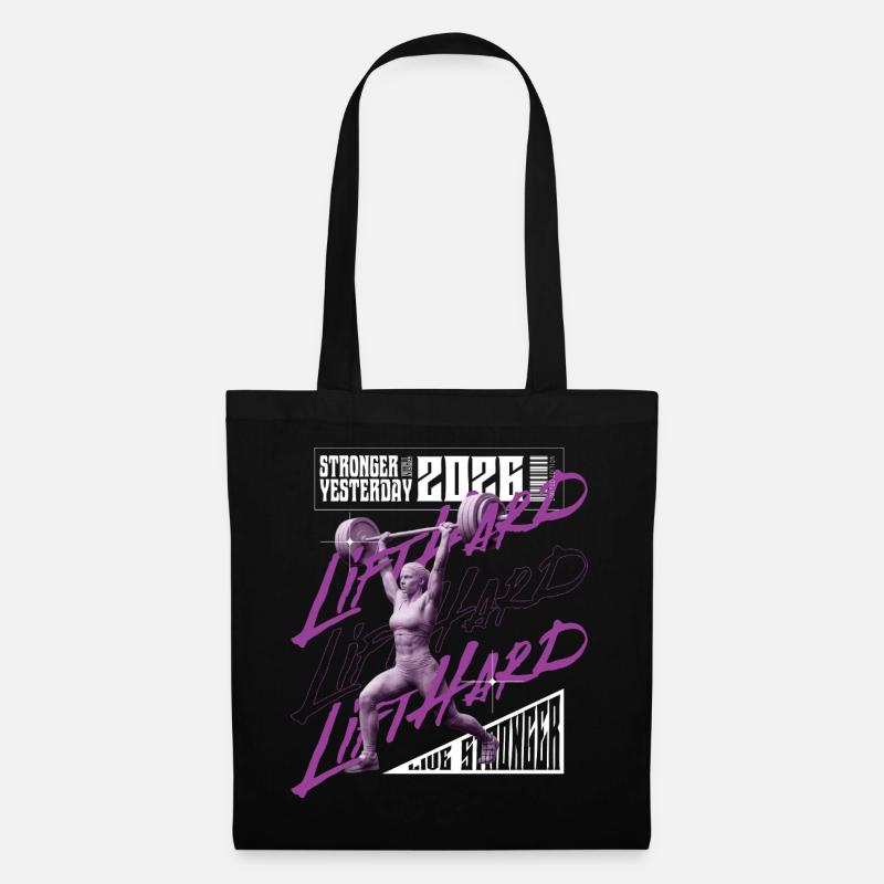 Gewichtheberfrau, lila-rosa Lichtversion - Stoffbeutel - Schwarz