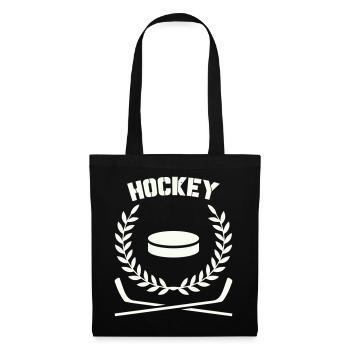 Emblème de hockey avec disque et laurier - Sac en tissu - noir - Devant
