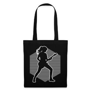 Idée cadeau pour le guitariste avec guitare - Sac en tissu - noir - Devant