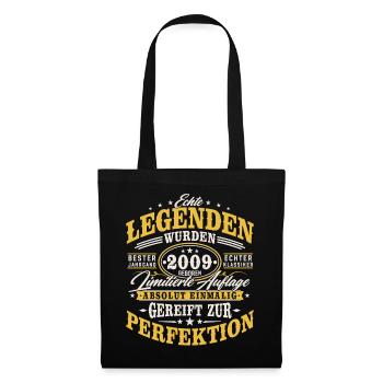 2009 Jahrgang Vintage Geburtstag Geschenk Retro - Stoffbeutel - Schwarz - Vorne
