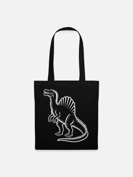 Spinosaurus Silhouette - Weiß Outline - Stoffbeutel - Schwarz