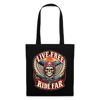 Biker leben frei mit Far Skull Wings im Freien - Stoffbeutel - Schwarz - Vorne