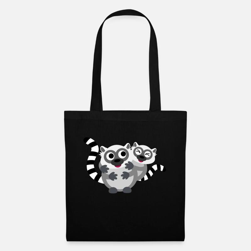 Klammeraffen - Lemur - Stoffbeutel - Schwarz