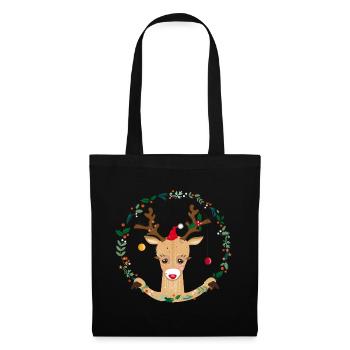 Un renne au moment de Noël - Sac en tissu - noir - Devant