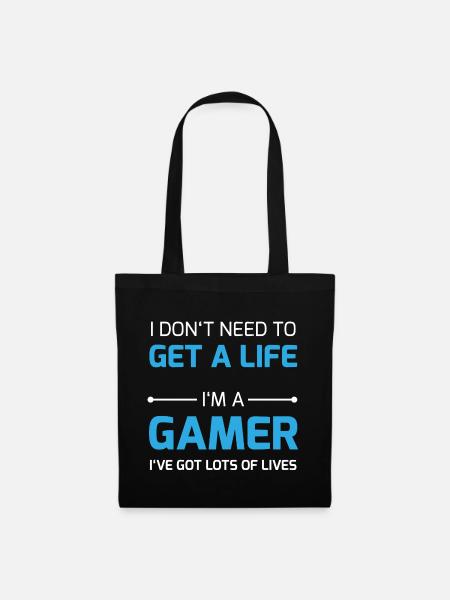 Gamer Life / Respawn Leben Nerd Geek Zocker Over - Stoffbeutel - Schwarz