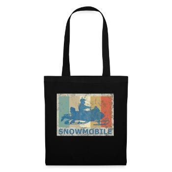Retro Vintage Style Schneemobil Motorschlitten - Stoffbeutel - Schwarz - Vorne