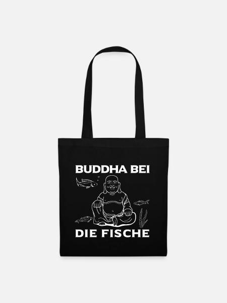 Buddha bei die Fische - Stoffbeutel - Schwarz