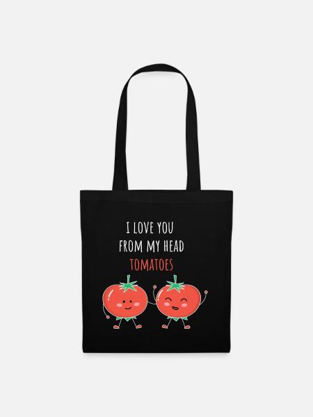 Tomatenhemd I Love You From My Head Tomaten - Stoffbeutel - Schwarz