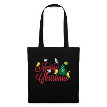 Budgie arbre de Noël cadeau de Noël - Sac en tissu - noir - Devant