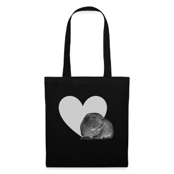 Cochon d'Inde avec coeur pour support de cochon d'Inde - Sac en tissu - noir - Devant