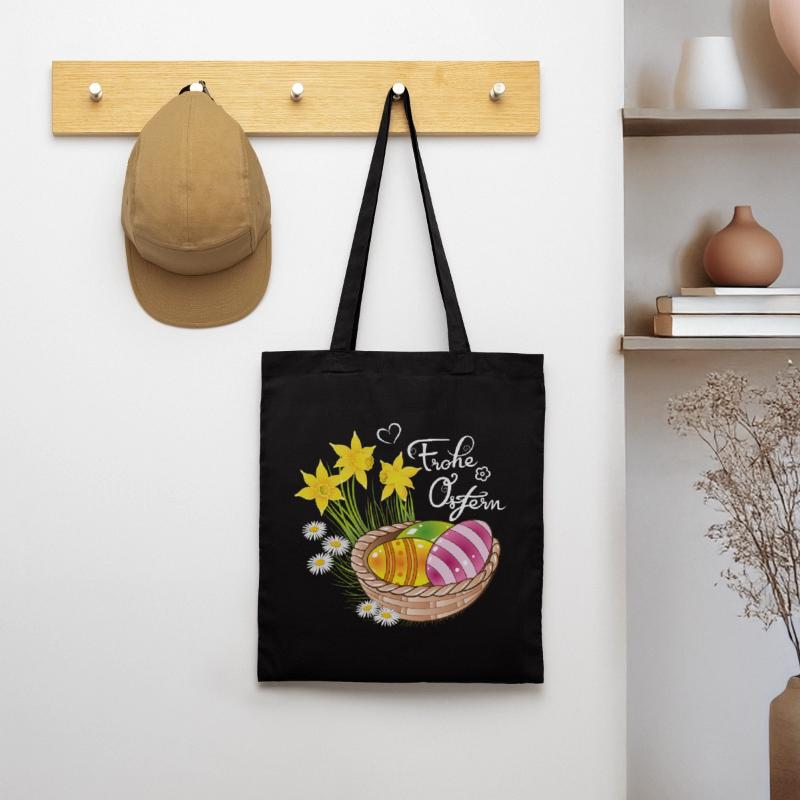 Happy Easter Easter basket Easter eggs Easter flowers eggs Tote Bag