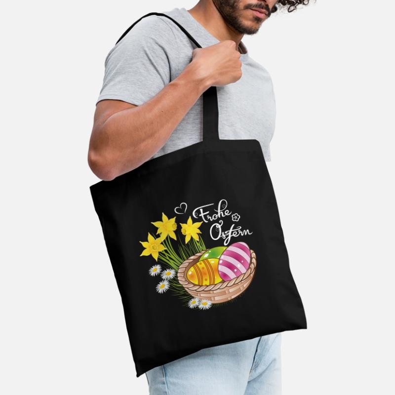 Happy Easter Easter basket Easter eggs Easter flowers eggs Tote Bag