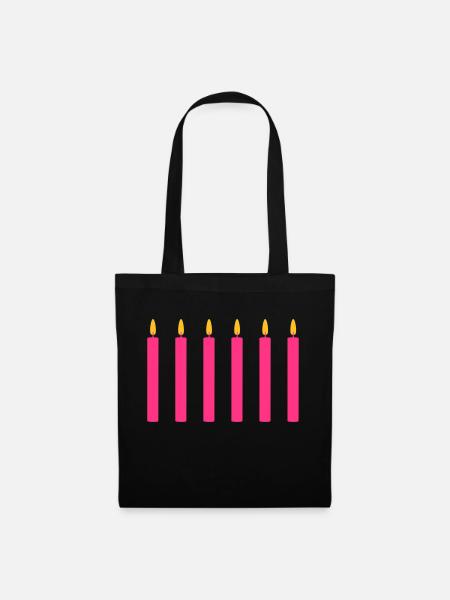 6 candles / / six / / sixth birthday / / sixth - Tote Bag - black