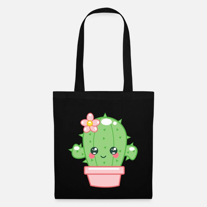 Kaktus Kawaii - Stoffbeutel - Schwarz