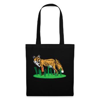 Renard rouge / Red Fox Design I - Sac en tissu - noir - Devant