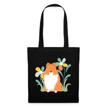 Chien de berger et fleur Shetland - Sac en tissu - noir - Devant