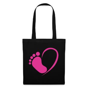 Baby foot heart pink - Tote Bag - black - Front