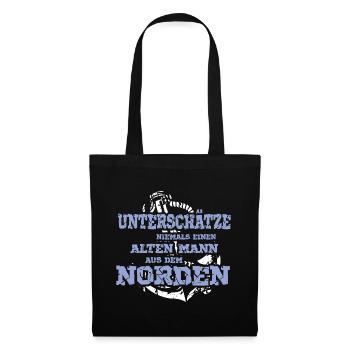 Unterschätze niemals ein alten Mann aus dem Norden - Stoffbeutel - Schwarz - Vorne