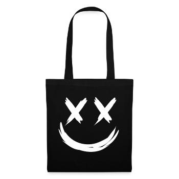 Smile avec les yeux croisés - Sac en tissu - noir - Devant