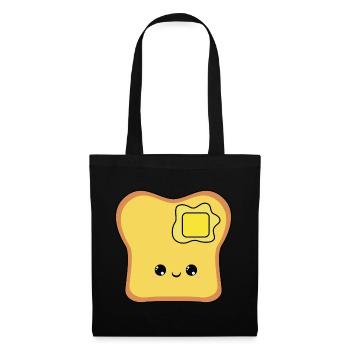 cute smiling beurre toast, beurre sucré toast - Sac en tissu - noir - Devant