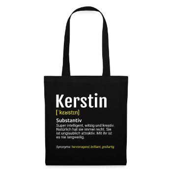 Kerstin Name Definition - Stoffbeutel - Schwarz - Vorne