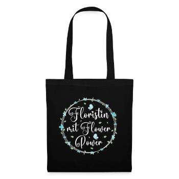 Floristin mit Flower Power - Stoffbeutel - Schwarz - Vorne