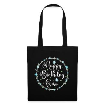 Happy Birthday Oma Geburtstag Geschenk - Stoffbeutel - Schwarz - Vorne