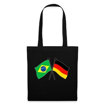 Brazil Germany Flag Crossed - Stoffbeutel - Schwarz - Vorne