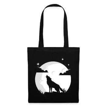Wolf Mond Wolfsrudel Wolf Wölfe - Stoffbeutel - Schwarz - Vorne