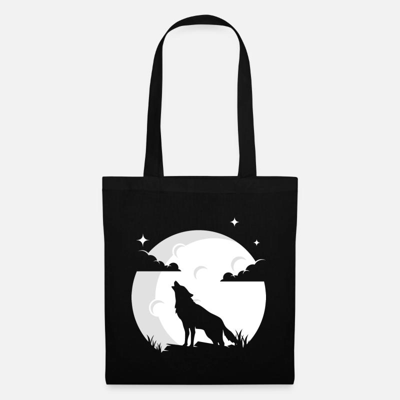 Wolf Mond Wolfsrudel Wolf Wölfe - Stoffbeutel - Schwarz