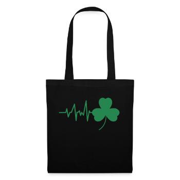 Rythme cardiaque Saint Patrick Irlande trèfle - Sac en tissu - noir - Devant