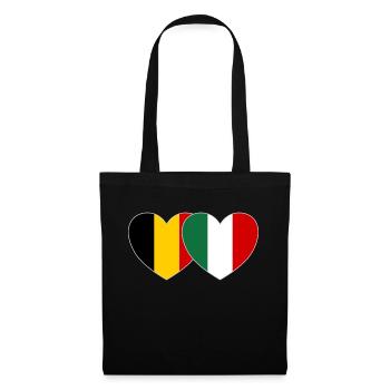 Belgium Italy Flag Heart - Tote Bag - black - Front