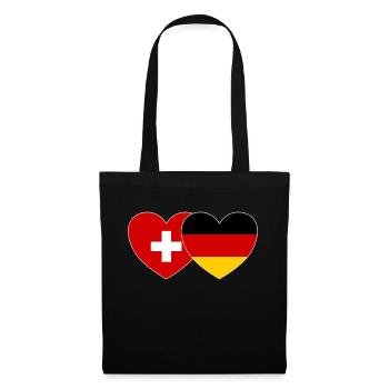 Suisse Allemagne Drapeau Cœur - Sac en tissu - noir - Devant