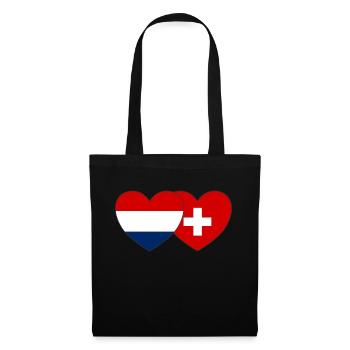 Switzerland Holland Flag Heart - Tote Bag - black - Front