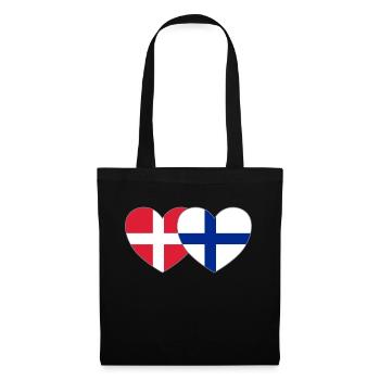 Danemark Finlande Flag Heart - Sac en tissu - noir - Devant
