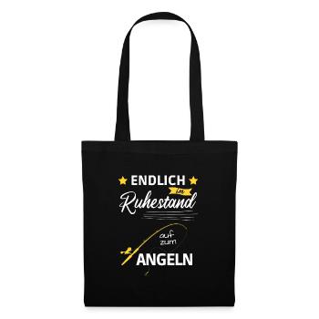 Endlich im Ruhestand auf zum Angeln - Stoffbeutel - Schwarz - Vorne