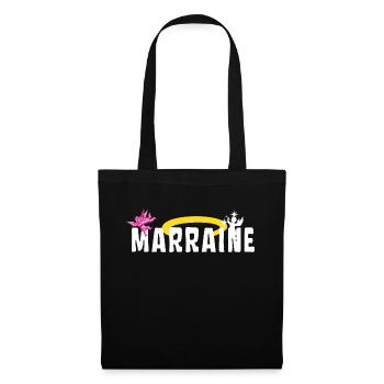 Marraine Baptême Auréole Anges - Sac en tissu - noir - Devant