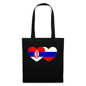 Serbien Russland Flagge Herz - Stoffbeutel - Schwarz - Vorne