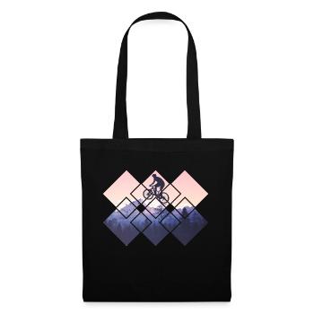 VTT avec montagne et forêt - Sac en tissu - noir - Devant