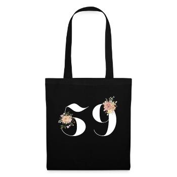 Blumen zum 59-jährigen Jubiläum (Geschenk von 59 Jahren) - Stoffbeutel - Schwarz - Vorne