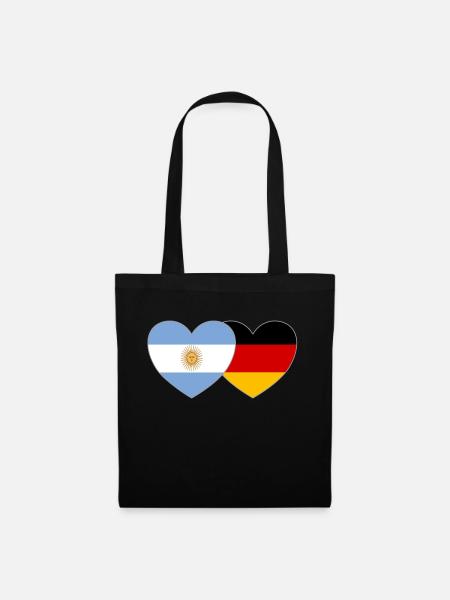 Deutschland Argentinien Flagge Herz - Stoffbeutel - Schwarz
