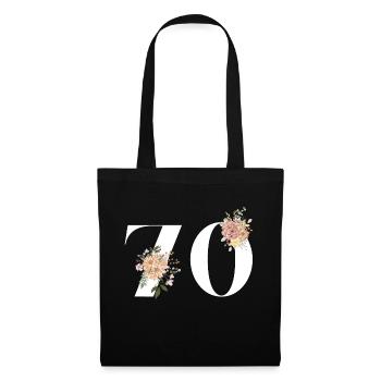 70e anniversaire fleuris (Cadeau de 70 ans) - Sac en tissu - noir - Devant