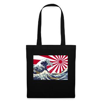Land of the Rising Sun Japanese Hokusai Wave Art - Tote Bag - black - Front
