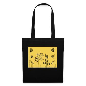 Drawing Flowers black yellow Fine Line Art - Tote Bag - black - Front