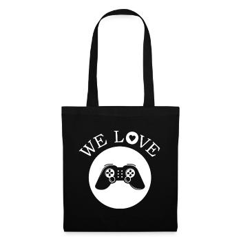 we love gaming games gamer Symbol Geschenk - Stoffbeutel - Schwarz - Vorne