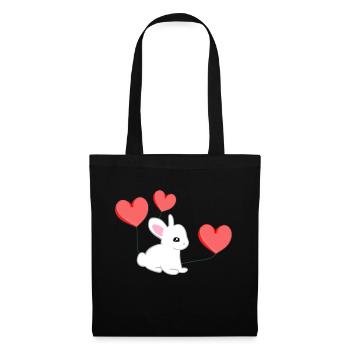 hase herzen symbol süß - Stoffbeutel - Schwarz - Vorne