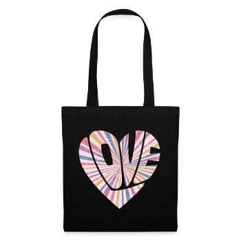 Buntes Liebesherz Cooles Geschenk für Männer Frauen & Kinder - Stoffbeutel - Schwarz - Vorne