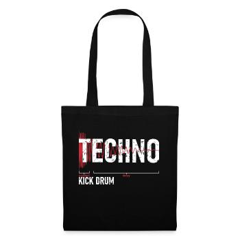 Techno Kick Drum - キックドラム - Stoffbeutel - Schwarz - Vorne