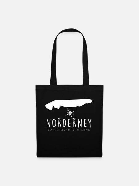 Norderney Herzschlag Nordsee Geschenk - Stoffbeutel - Schwarz